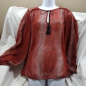 Lane Bryant red orange animal print blouse